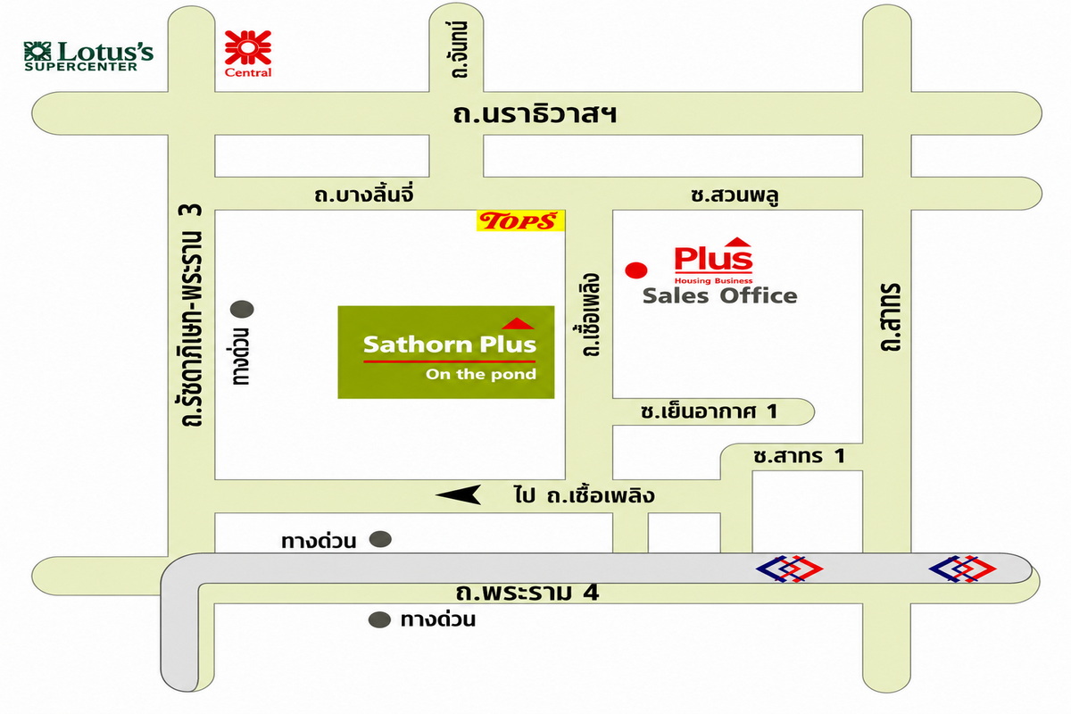 แผนที่ทำเลที่ตั้งโครงการ สาทร พลัส ออน เดอะ พอนด์